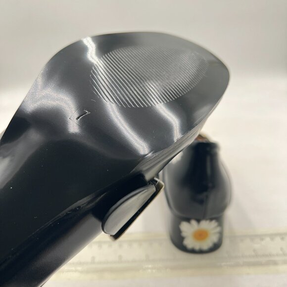 YDN Black Daisy Square Toe Loafers Slip on Block Low Heel Pumps Buckle Shoes - Picture 6 of 8